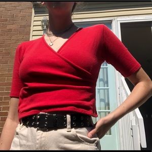 Beautiful red thrifted red wrap top